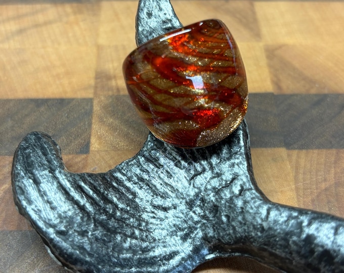Red Murano Inspired Glass Ring | Size 5 1/2 | Statement Ring | Lampwork Ring| Thick Style