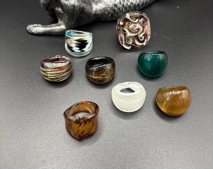 Size 6 1/2 Assorted Glass Rings | Murano Inspired Glass Rings