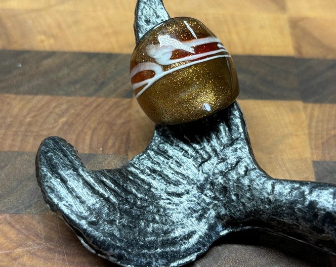 Gold Murano inspired Glass Ring | Size 9 | Statement Ring | Lampwork Ring| Thick Style
