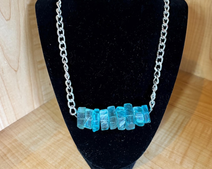 Ice Blue Glass Statement Necklace | Reimagined Blue Glass pieces | 18.75 ” Necklace