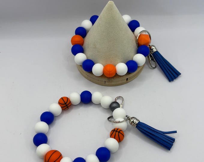 Basketball  Beaded Wristlet Keychain  | Keychain with Silicone  | Keychain | Key Fob | Wristlet | Cruise