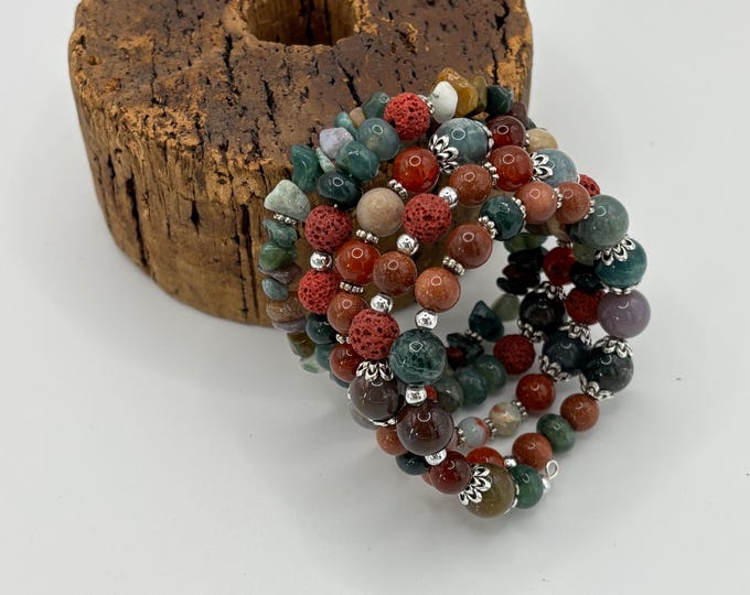 Jasper Amazonite Aventurine Gemstone  bracelet | Memory wire bracelet | Multistrand bracelet |  gemstones |