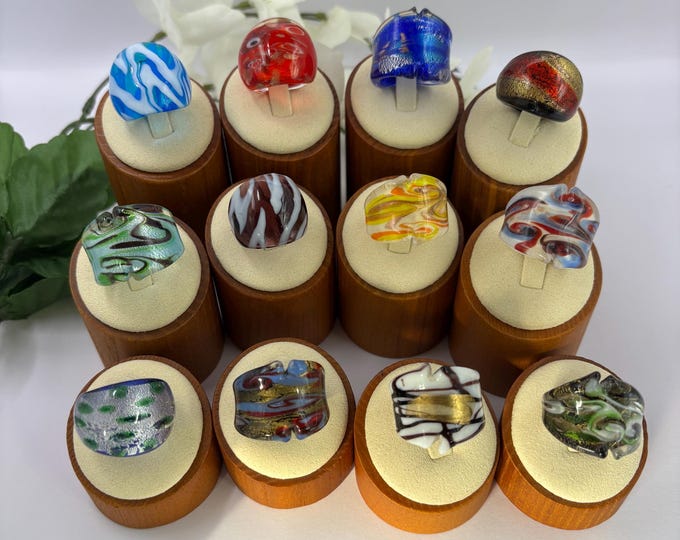 Size 7 1/4 Lampwork Glass Rings | Millefiori Glass Rings | Murano Inspired Glass Rings | Statement rings