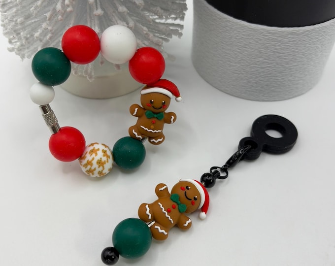 Christmas Gingerbread Man Stanley Cup Bracelet:  Cup Handle Bracelet | Straw Charm | Holiday | Gingerbread |