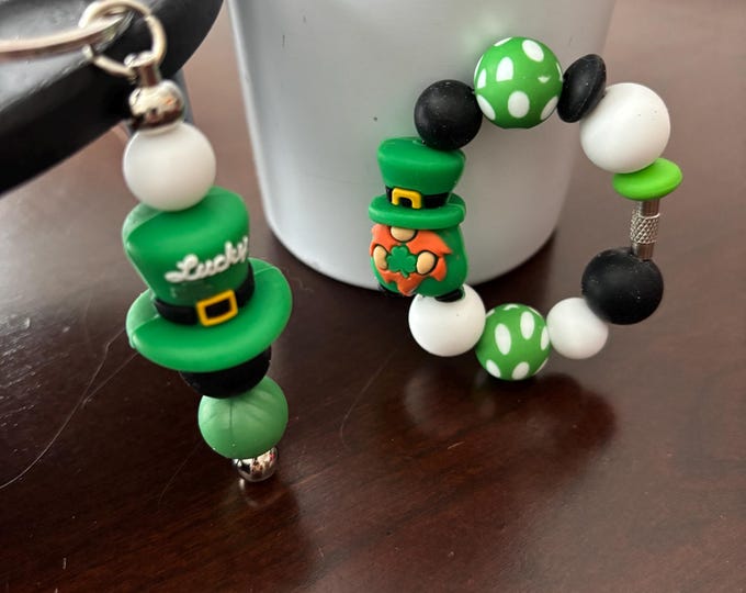 St Patrick’s Day Stanley Cup Bracelet:  Cup Handle Bracelet | Straw Charm  | Leprechaun | Lucky | Gnome