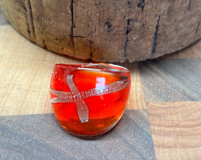 Red Murano Inspired Glass Ring | Statement Ring | Lampwork Ring|
