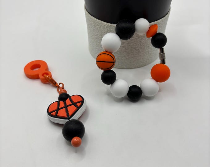 Basketball Stanley Tumbler Straw Charm  | Handle Charm | Silicone Focal Beads | Basketball