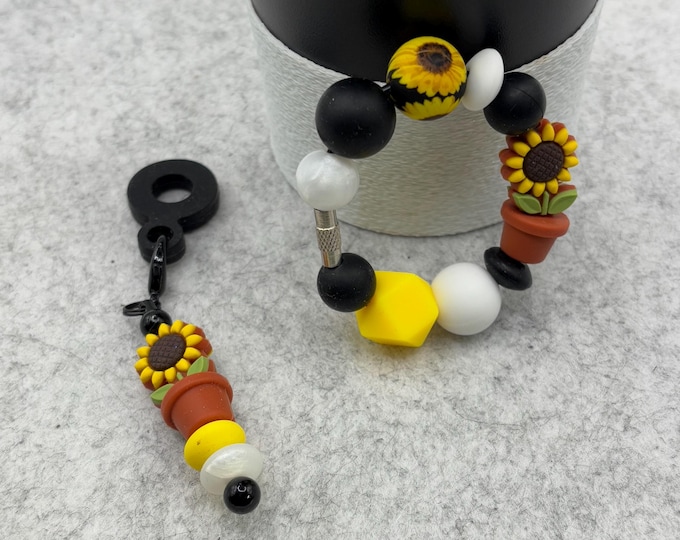 SunFlower Stanley Cup Bracelet:  Cup Handle Bracelet | Straw Charm | Sunflowers