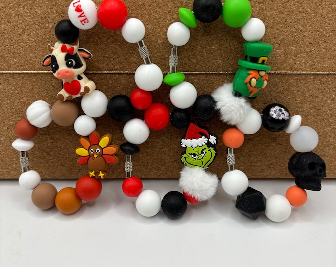 Holiday Variety  Stanley Cup Sets:  Cup Handle Bracelet | Straw Charm  | Valentine | St Patrick’s Day | Halloween | Thanksgiving | Christmas