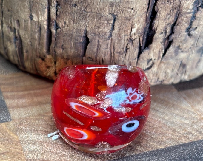 Red Millefiori Design Glass Ring | Statement Ring | Millefiori |