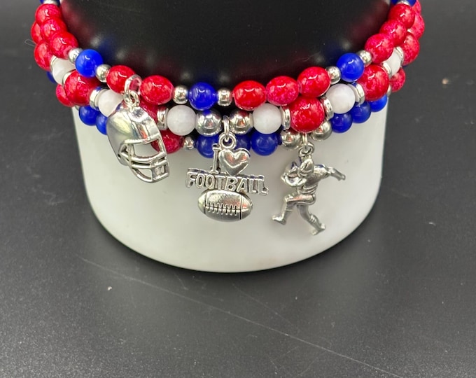 Football Stanley Tumbler Bracelet: Bills Team Colors, Charm Accessories - Set of 3