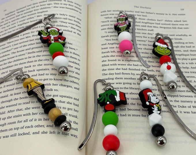 Beaded Bookmarks | Christmas Theme Bookmark | Grinchy |  Beagle | Leg Lamp | Stocking Stuffer