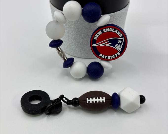 Football Tumbler Accessories |  Stanley or Other Tumbler Cup Handle Bracelets | Straw Charms | Football