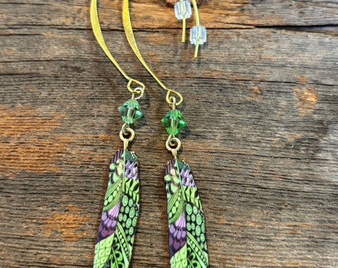 Feather Earrings | Bohemian Earrings | Enamel Feather Earrings | Boho Style