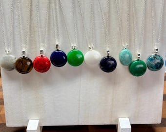 Gemstone Variety  Pendant Necklaces | Gemstone Cabochon | Moonstone | Jade | Quartz |  Turquoise and More |