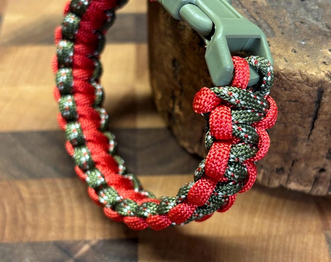 Red Handmade 550 Paracord Bracelet  | Cobra Knot Paracord Bracelet  | 8 inch Bracelet