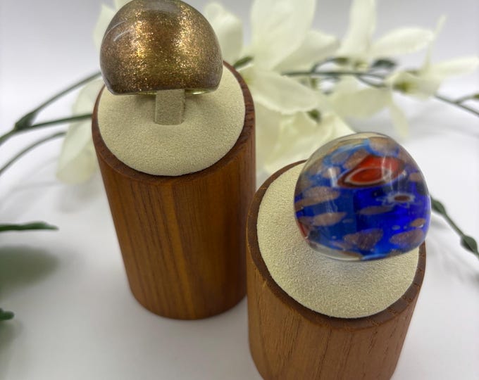Size 8 1/4 Lampwork Glass Rings | Millefiori Glass Rings | Murano Inspired Glass Rings | Statement Rings