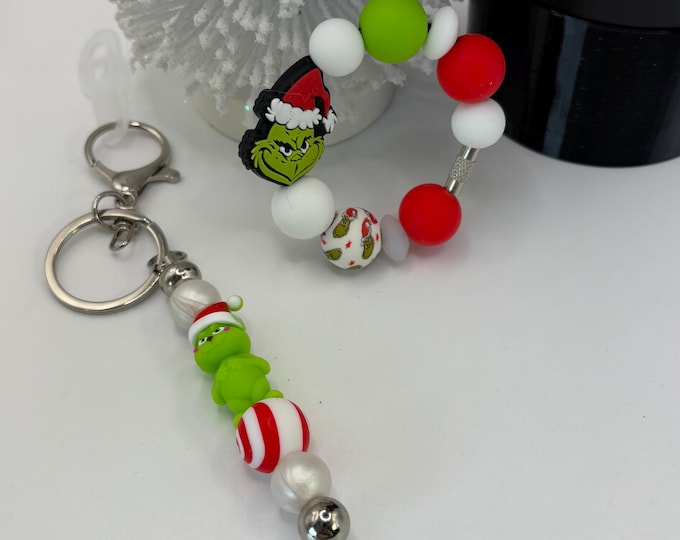 Christmas Grinch Stanley Cup Bracelet:  Cup Handle Bracelet | Straw Charm  | Holiday | Grinch | Baby Grinch