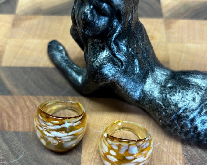 Yellow Murano Inspired Glass Ring | Statement Ring | Lampwork Ring|