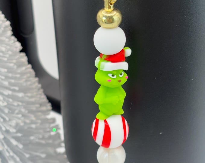 Christmas Grinch Stanley Cup Bracelet  | Straw Charm  | Holiday | Grinch | Baby Grinch