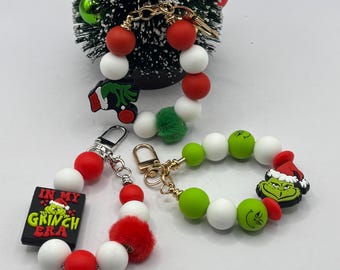 Grinch Keychains | Green Monster Keychains  | Purse Bracelet |  Keychains | Backpack Charms