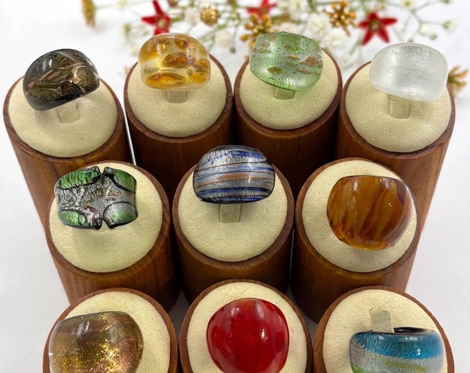 Size 6 3/4  Lampwork Glass Rings | Millefiori Glass Rings | Murano Inspired Glass Rings | Statement Rings