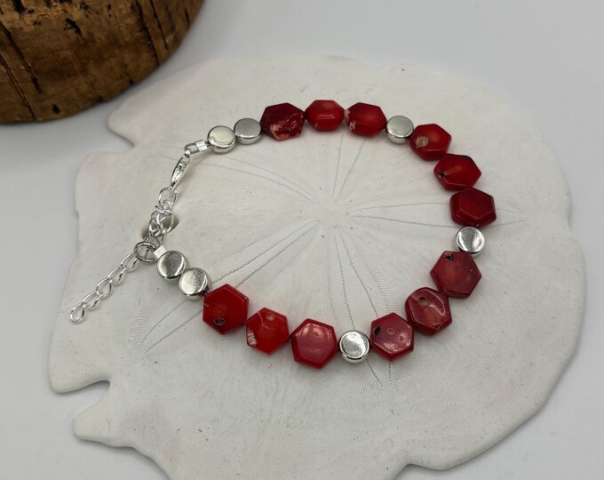 Red Coral Gemstones | Gemstone bracelet | Clasp Bracelet with Extender |