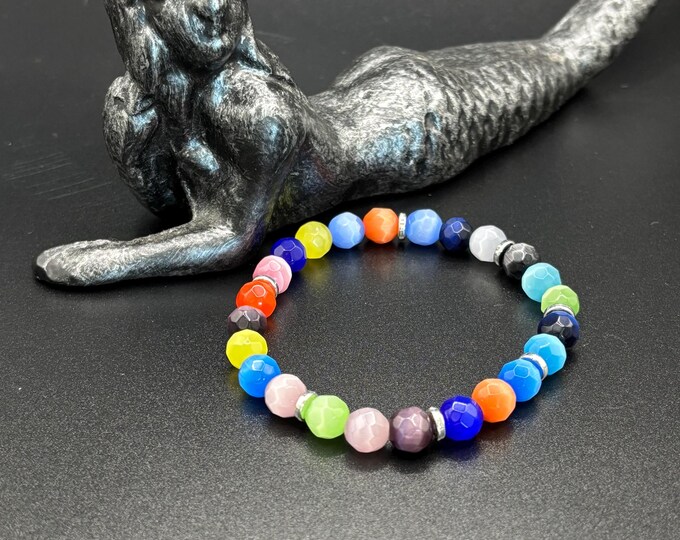 Faceted Cats Eye Gemstones | Gemstone bracelet | Stretch Bracelet