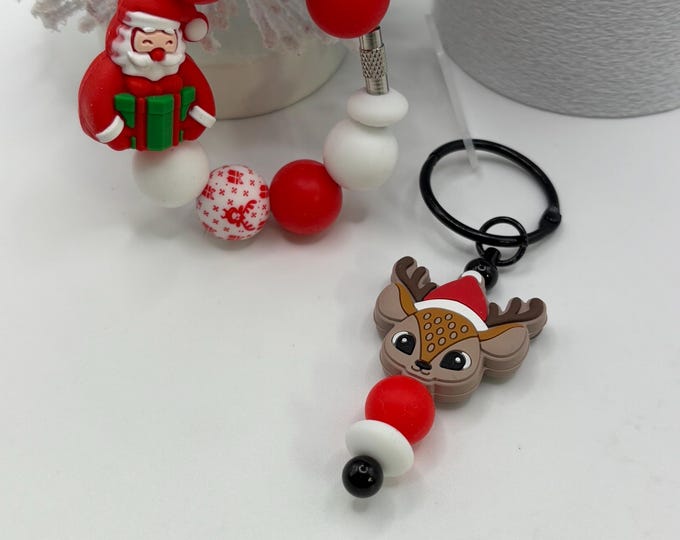 Christmas Santa Stanley Cup Bracelet:  Tumbler Straw Charm  | Holiday | Santa |