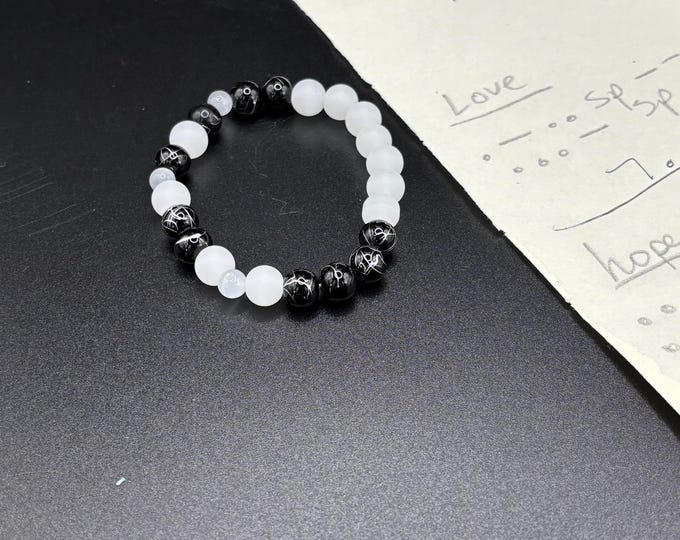 Moonstone Gemstones | Gemstone bracelet | Stretch Bracelet | Morse Code bracelet | Faith