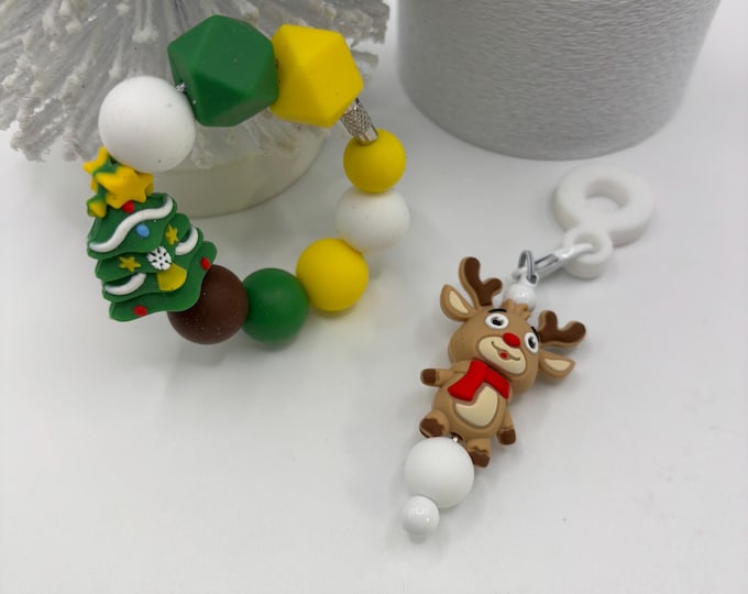 Christmas Reindeer and Tree Stanley Cup Bracelet:  Cup Handle Bracelet | Straw Charm  | Holiday