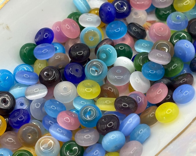 Cats Eye Rondelle Beads |  8mm | Variety of colors