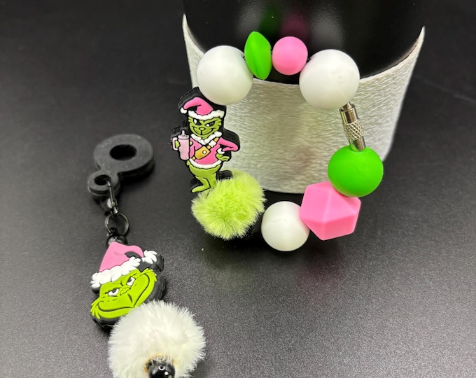 Christmas Grinch Stanley Cup Bracelet:  Cup Handle Bracelet | Straw Charm | Holiday | Grinch |