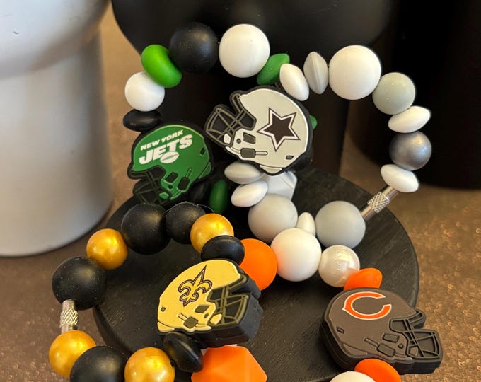 Football Tumbler Accessories |  Stanley or Other Tumbler Cup Handle Bracelets |  Football | Team Football Helmets