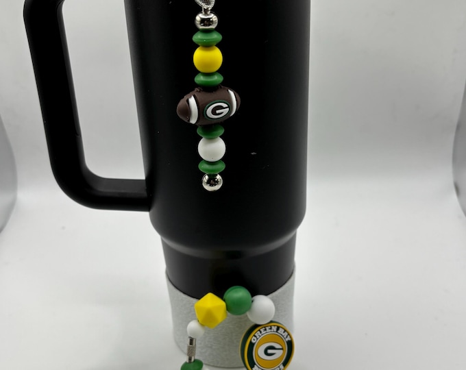 Football Tumbler Accessories |  Stanley or Other Tumbler Cup Handle Bracelets | Straw Charms | Football team | Football charm