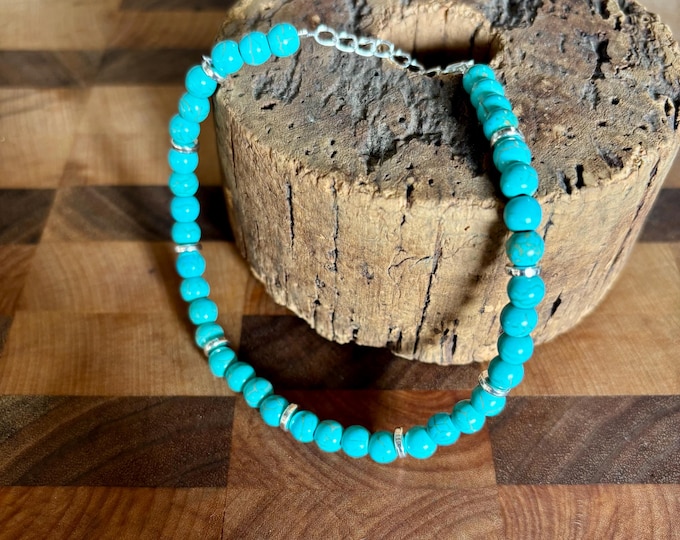 Turquoise Howlite Ankle Bracelet | Gemstone Ankle Bracelet | Anklet | Gemstone Anklet