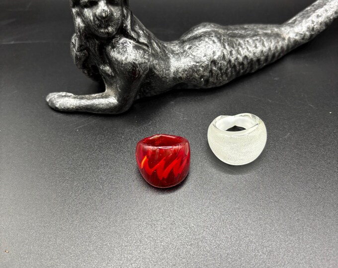 Size 5 1/2 Assorted Glass Rings | Millefiori Glass Rings | Murano Inspired Glass Rings