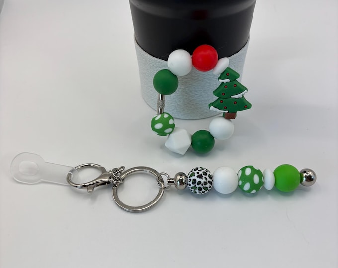 Christmas Tree  Stanley Cup Bracelet:  Cup Handle Bracelet | Straw Charm | Purse Bracelet | Santa | Holiday