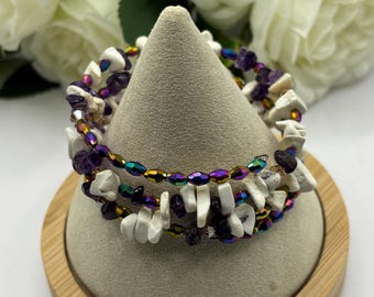 Amethyst Bracelet | Memory Wire Bracelet | Multi-Strand Bracelet | Amethyst Gemstone Bracelet
