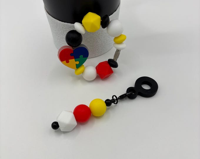 Autism Awareness Stanley Cup Bracelet:  Cup Handle Bracelet | Straw Charm | Purse Bracelet |