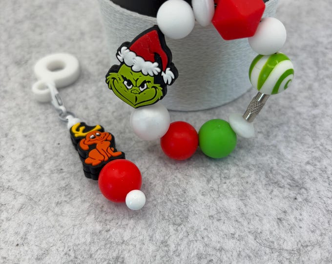 Christmas Grinch Stanley Cup Bracelet:  Cup Handle Bracelet | Straw Charm  | Holiday | Grinch | Grinch Dog Max
