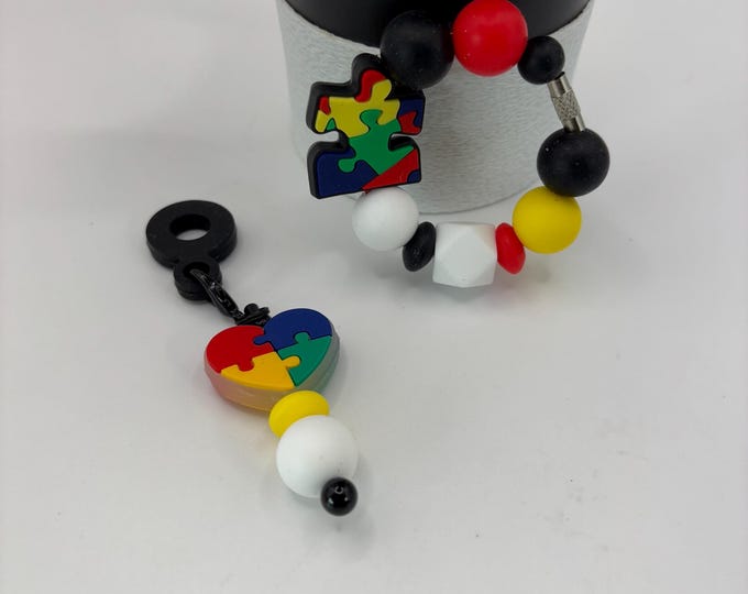 Autism Awareness Stanley Cup Bracelet:  Cup Handle Bracelet | Straw Charm | Purse Bracelet |