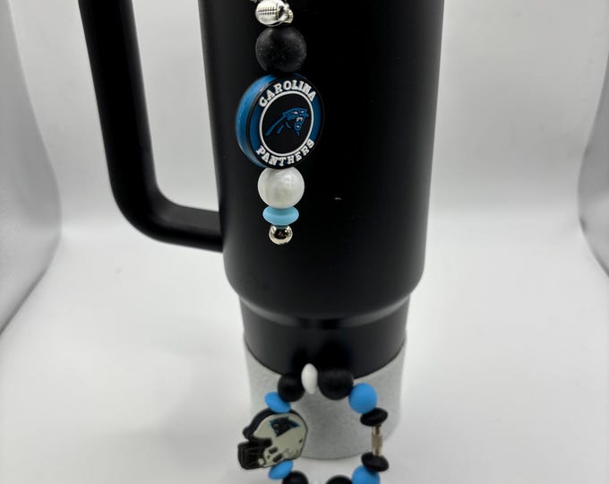 Football Tumbler Accessories |  Stanley or Other Tumbler Cup Handle Bracelets | Straw Charms | Football team | Football charm