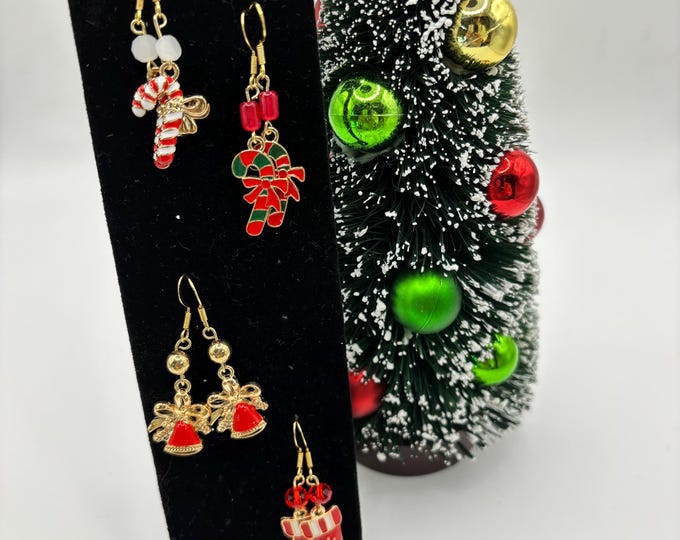 Christmas Earrings | Holiday Earrings | Christmas Earrings | Candy Cane | Bells | Stocking