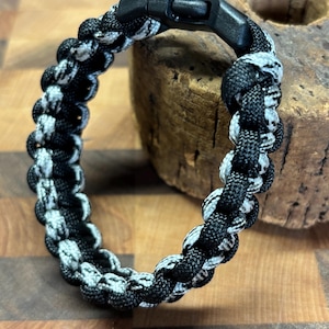 Black Handmade 550 Paracord Bracelet  | Cobra Knot Paracord Bracelet  | 7 3/4  inch Bracelet