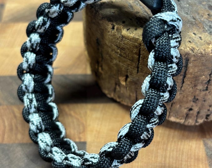 Black Handmade 550 Paracord Bracelet  | Cobra Knot Paracord Bracelet  | 7 3/4  inch Bracelet
