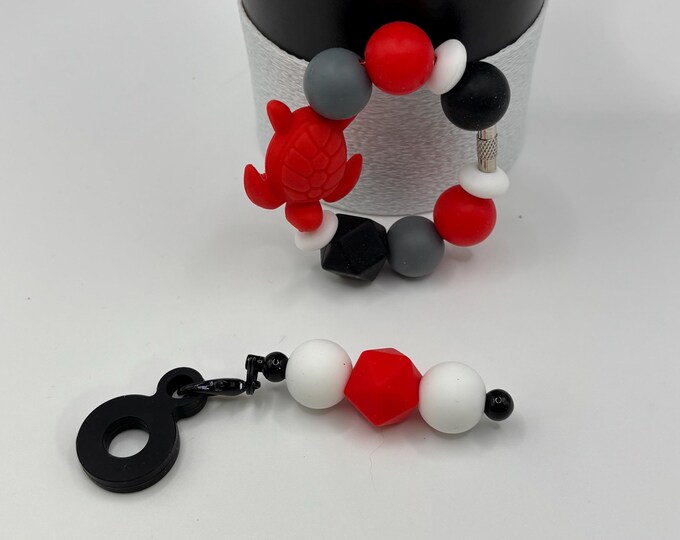 Turtle Red Tropical Stanley Cup Bracelet:  Cup Handle Bracelet | Straw Charm | Purse Bracelet | Vacation | Beach