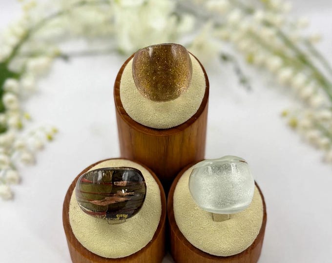 Size 6 Set of 3 | Lampwork Glass Rings | Millefiori Glass Rings | Murano Inspired Glass Rings | Statement Rings | 1 Price 3 Rings
