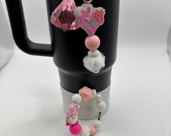 Valentines Day Gnomes Stanley Cup Bracelet:  Cup Handle Bracelet | Straw Charm  | Valentine | Hearts