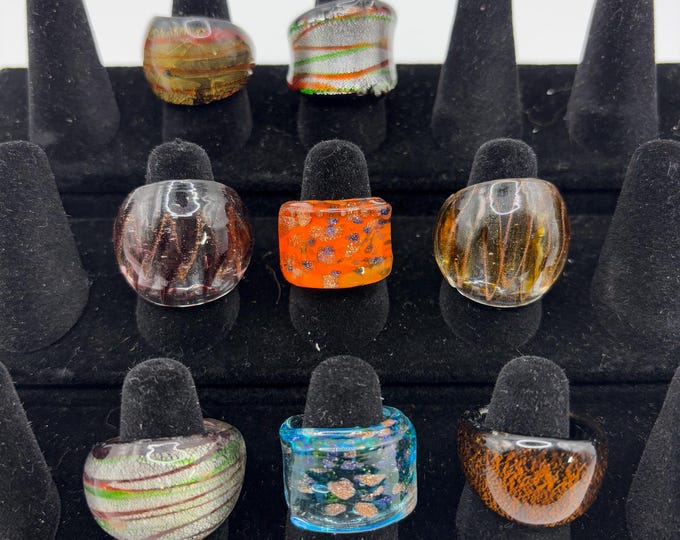 Size 6 |  Assorted Glass Rings | Murano Inspired Glass Rings